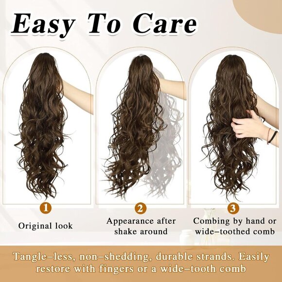 Synthetic Wavy Ponytail Extension 24 Inch Clip-in Fluffy Natural Hairpiece main image 7